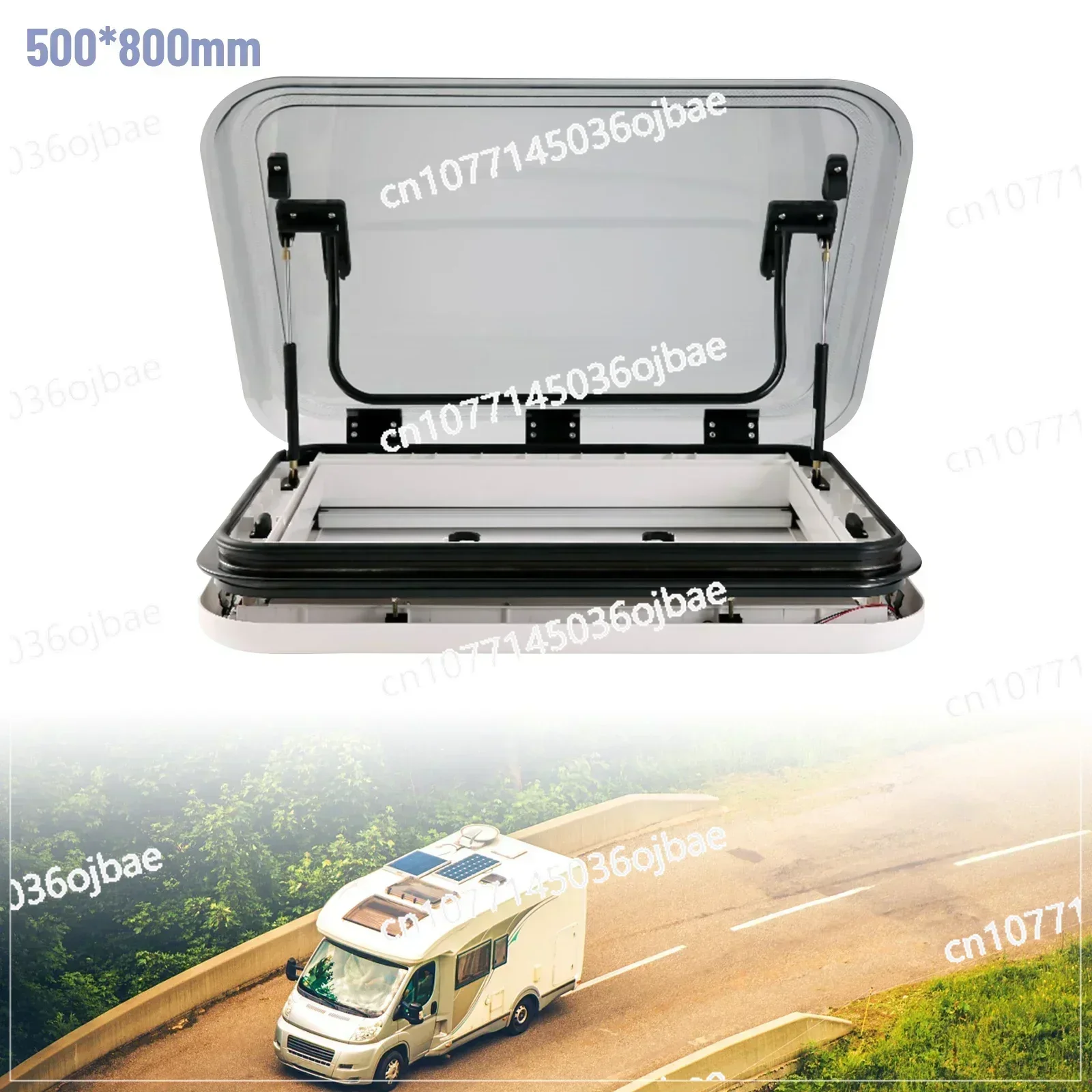 Equipped with LED Lights, 500/700/800 X 500mm Large RV Sunroof, Roof Vent, and Hatch, 3 Sizes Suitable for Camping RVs