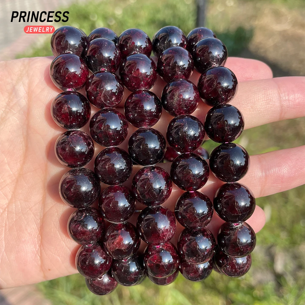 A+ Natural Red Garnet Elastic Bracelet 7-13mm Loose Beads for Jewelry Making Necklace Or Gift