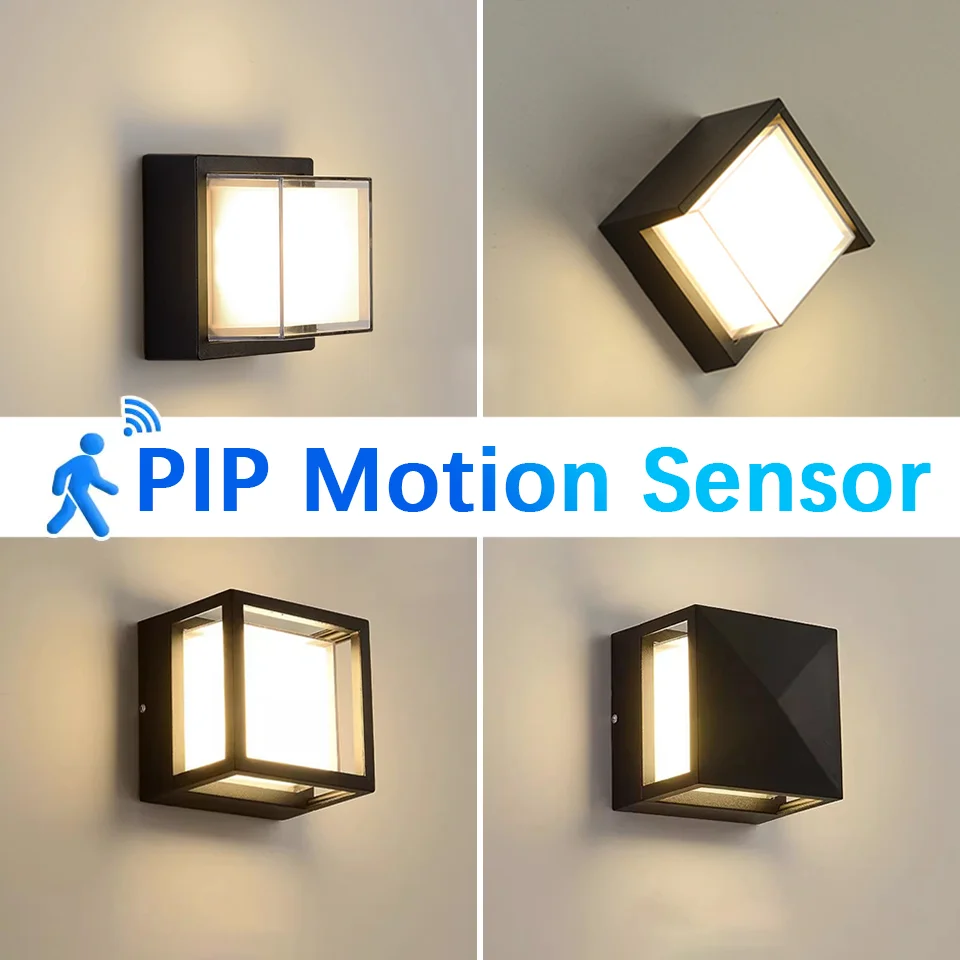 LED Wall Lamp PIR Motion Sensor 6W 12W AC110V 220V Outdoor Waterproof IP66 Modern Garden LIghting Indoor Living Room decoration