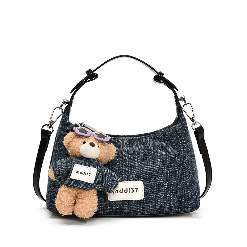 Denim Organizer Shoulder Bag Women Small Crossbody Handbag Casual Fashion Tote with Adjustable Strap Cute Everyday Purse 5