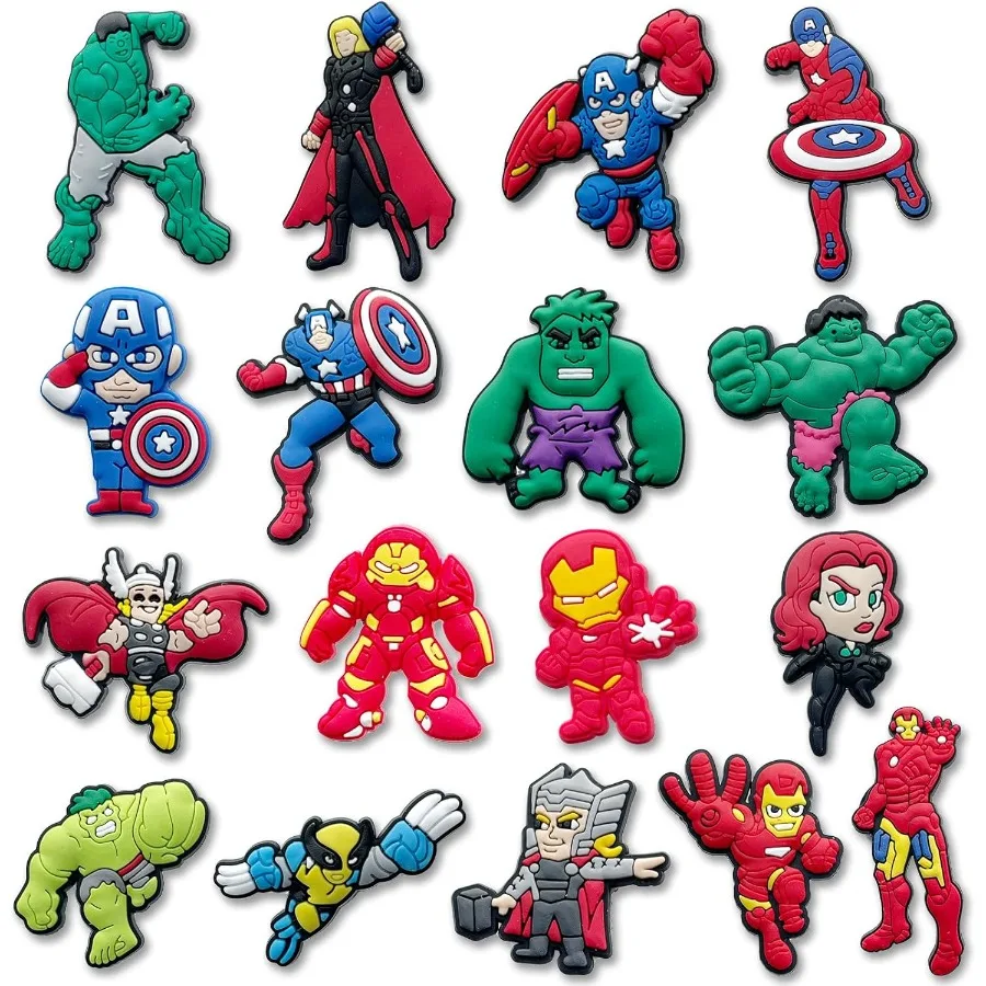 

Подвески для обуви с супергероями для сабо, украшения для сабо, аксессуары для обуви, подвески для взрослых, сувениры для вечеринок