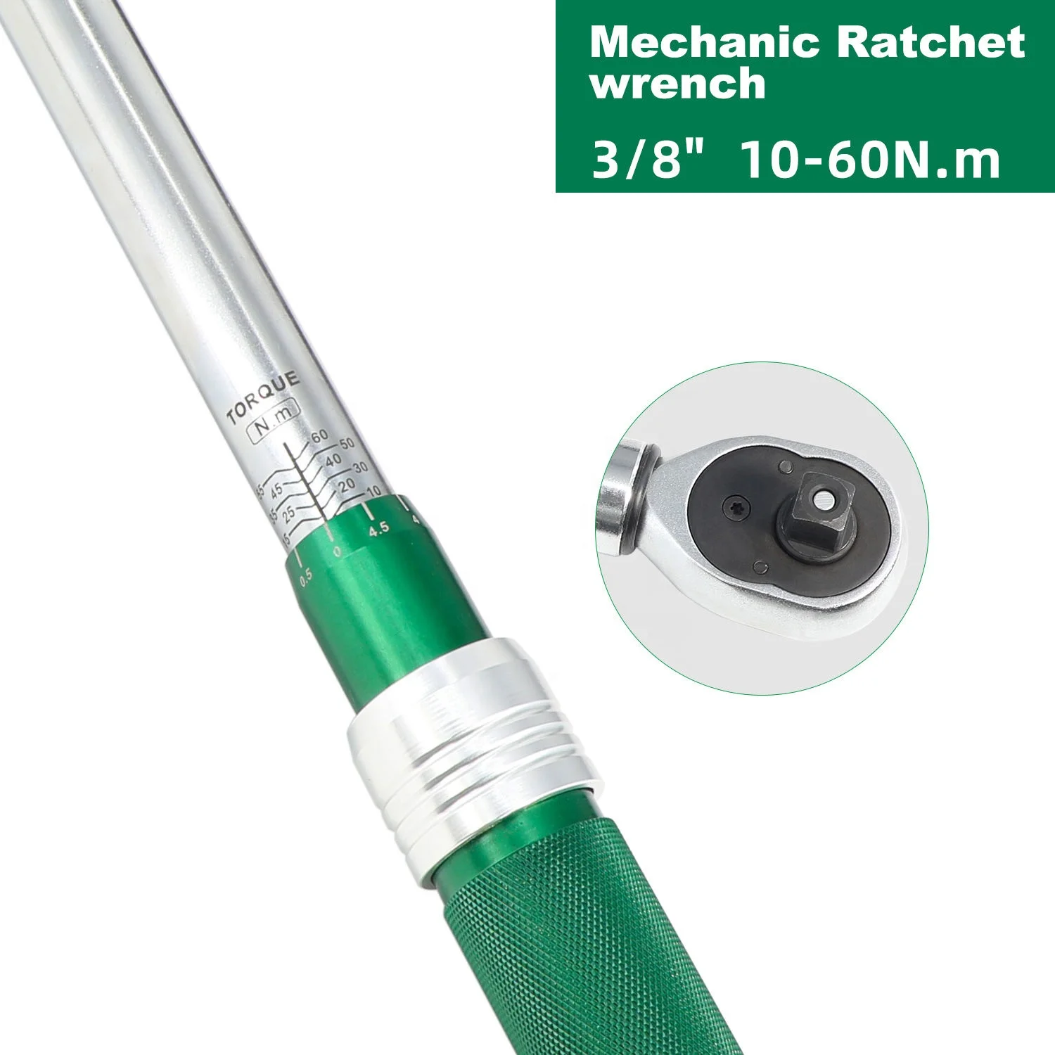 3/8 Inch Drive Aluminum Alloy & Premium Carbon Steel Mechanic Ratchet Wrench With 10-60N.M Torque Control