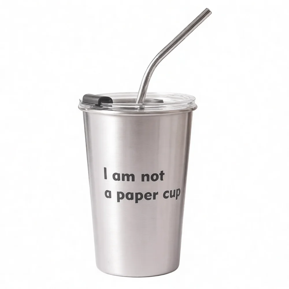 Sturdy 304 Stainless Steel Cold Drink Cup Modern Industrial Beer Mug High Frequency Use Metal Container For Restaurant Supplies