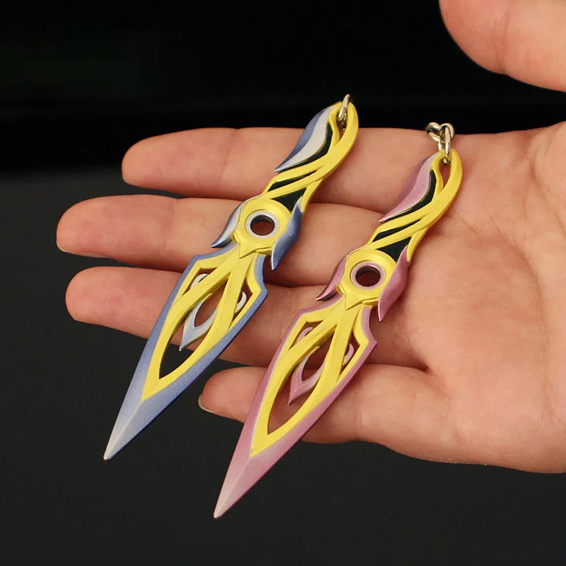 9cm Valorant Game Peripheral Mini Mystbloom Kunai Weapon Model All Metal Keychain Pendant Gifts Collections Toy Swords Boys