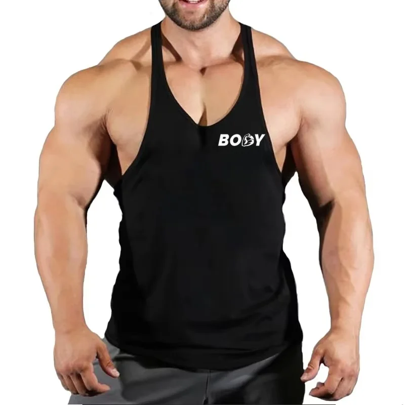 

Men's Retro Workout Vest Cotton Gym Tank Top Quick-Dry Printed Bodybuilding Sleeveless Lifting Y-Back Fitness Vest
