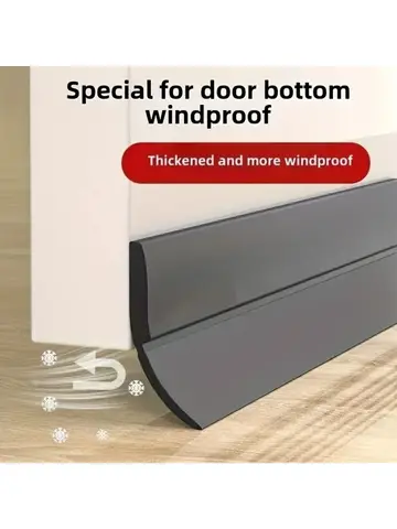 1M Thickened Door Bottom Seal Strip Self-Adhesive Silicone Rubber Weatherstrip Soundproof Windproof Dustproof Gap Sealer