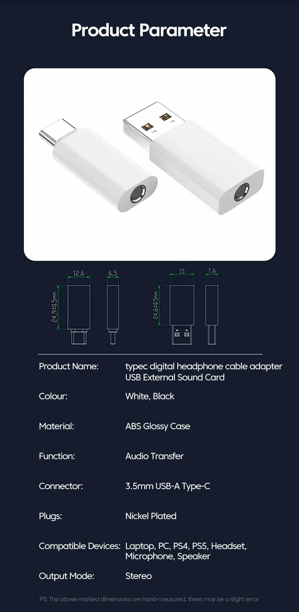 USB auf 3,5 mm Audio-Adapter, externe Soundkarte, USB-Stecker auf 3, 5 Klinke, Aux-Buchse, Headset-Mikrofon, Lautsprecher-Konverter für PC, Laptop, PS5 4 – Detail 13