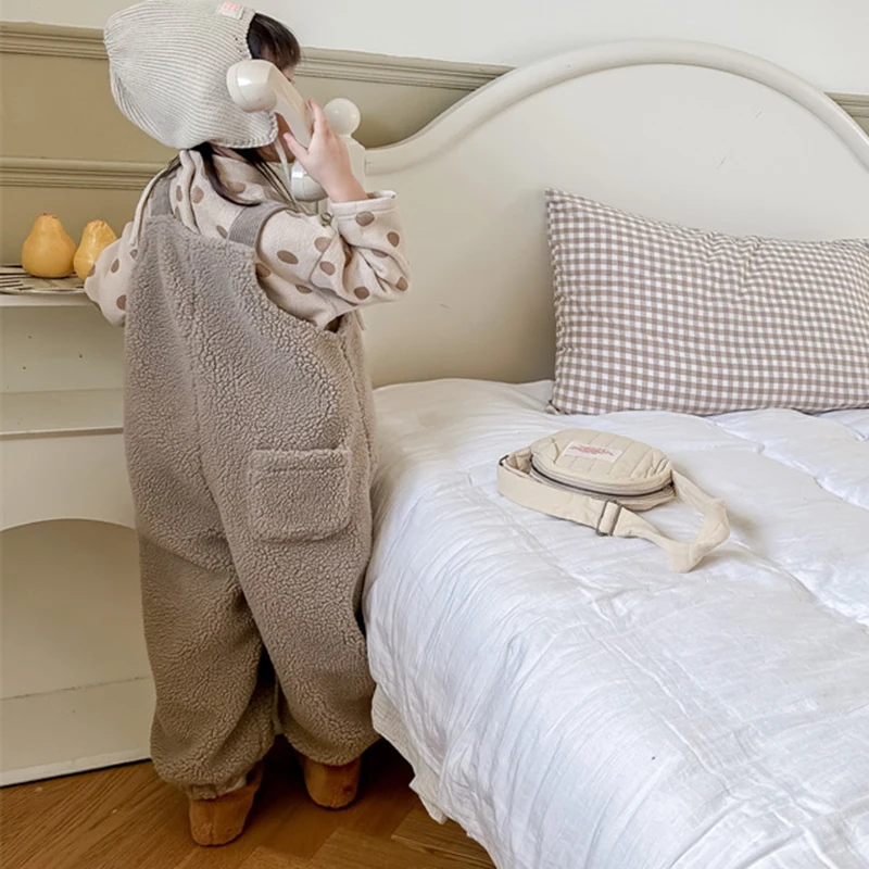 

Adorable Pocket Design Baby Lamb Jumpsuit Super Warm Fleece Fur Romper for Xmas Boy Girl Winter Pants Trousers Children Clothing