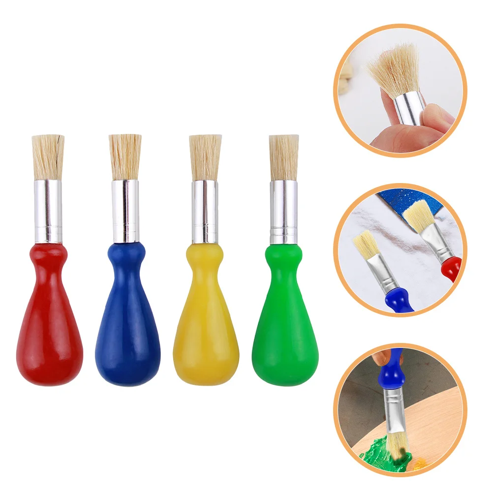 

4Pcs Childrens Paint Brush Set Watercolor Art Brushes for with Comfort Grip Ideal for Holiday Party Favors and Creative