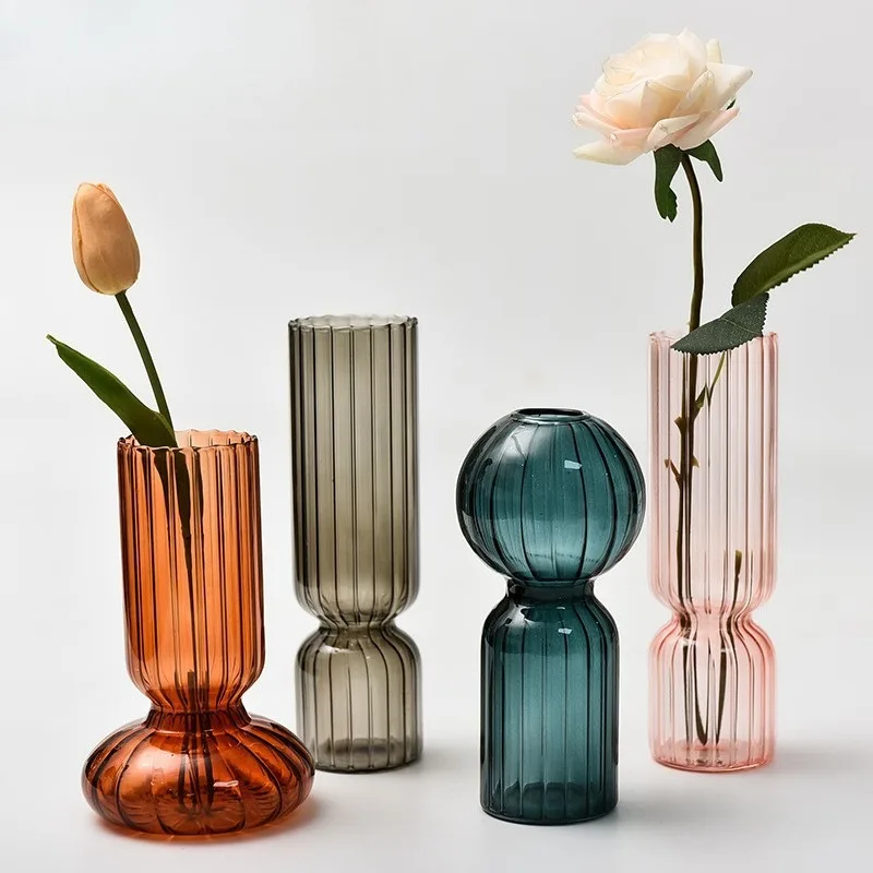 Creative Striped Colorful Fashionable Retro Glass Vase Decoration Crafts Hydroponic Vase Home