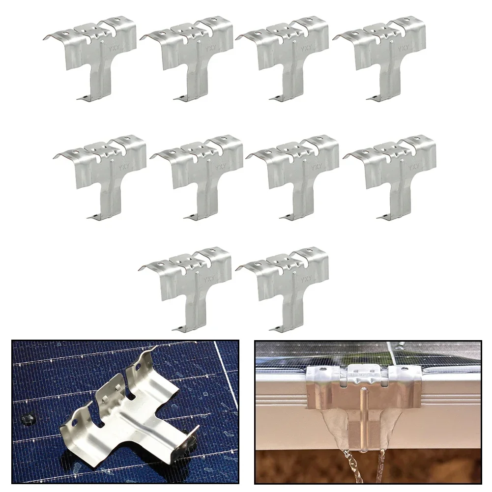 

10pcs Solar Panel Water Guide Clips Stainless Steel Photovoltaic Water Guide Clip Drainage Clamp Guide Mud Clamp Solar Supplies