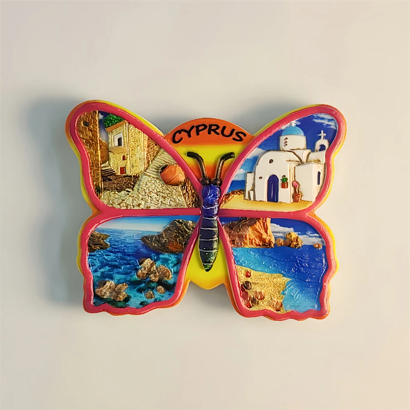 mediterranean sea，Cyprus，butterfly，3D Stereoscopic，Tourism souvenirs，Resin painting，Decoration home，Refrigerator magnets