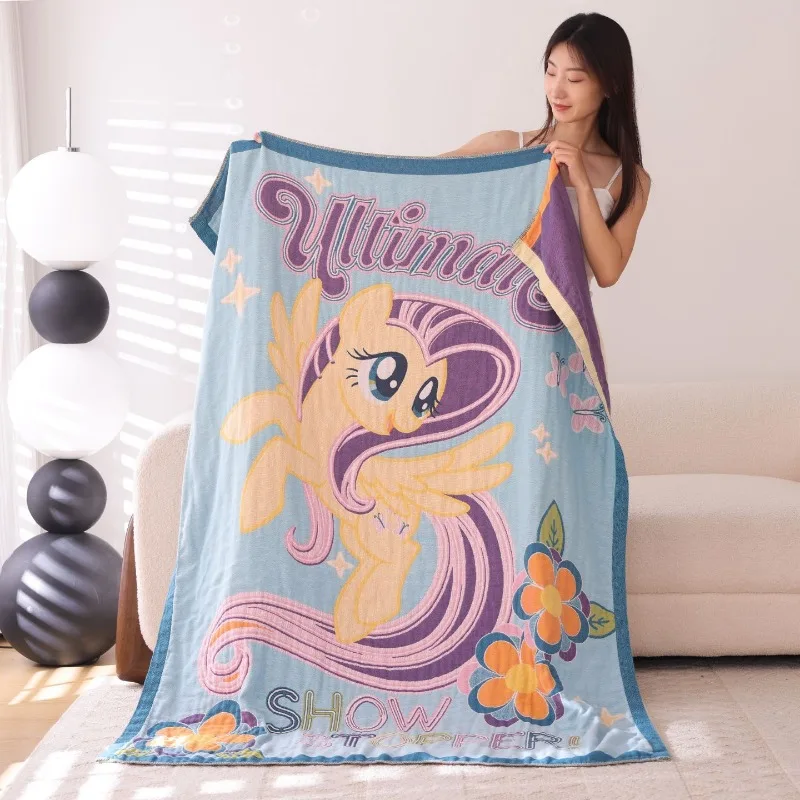 

Плед-полотенце My Little Pony из чистого хлопка, четырехслойный, из марлевой ткани, новый, мягкий, с мультяшным рисунком, для дома, для дивана