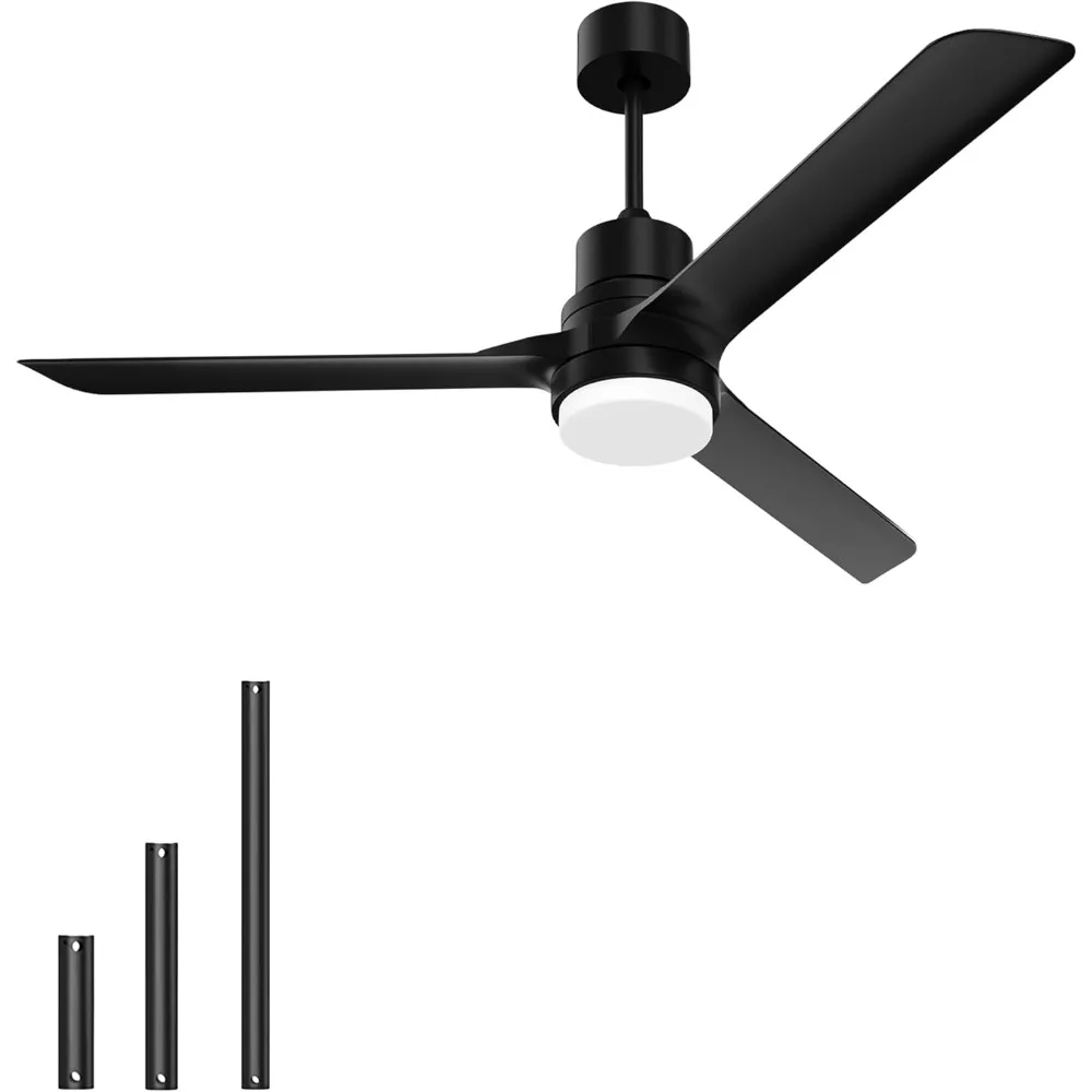 

Ceiling Fans with Lights and Remote, 52 Inch Ceiling Fan Outdoor Indoor Black Noiseless Reversible DC Motor for Patio Farmhouse