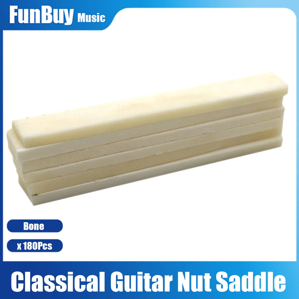 180pcs Natural Bone Guitar String Bridge Nut Saddle Blank Guitar Bridge Replacement Parts for Classical Acoustic Guitar Ukulele