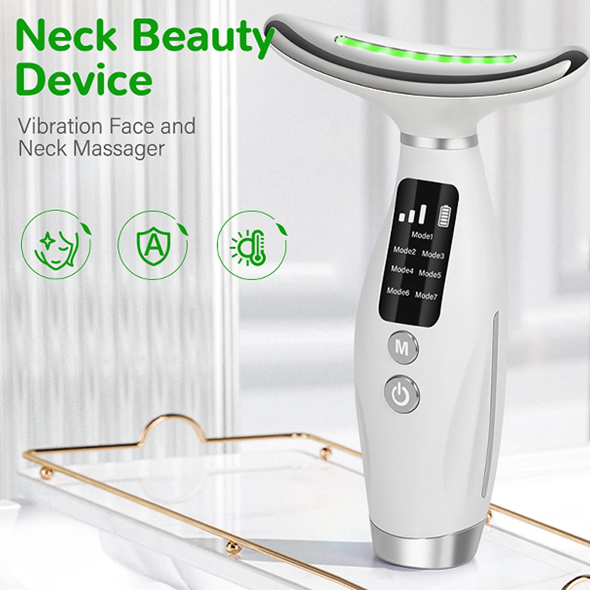 7 colour light neck instrument, face and neck whole body beauty massage, three gears 7 modes with screen display 6
