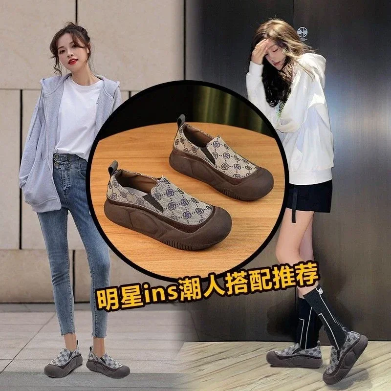 New Design Brand Women Flats Flat Chunky Single Shoes with A Line Mary Jane Shoes Platform French Gentle Four Seasons Heel Shoes