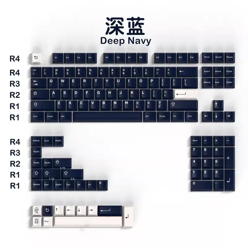 

Deep navy 132 keys mechanical keyboard keycaps ABS two-color molding Cherry original height