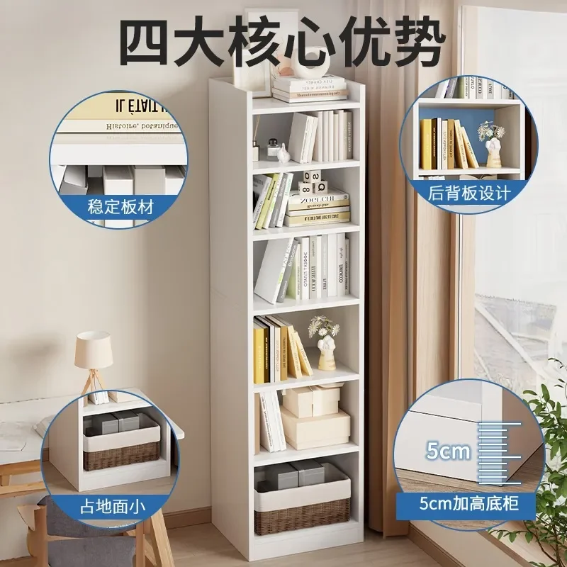 for Bookshelf Floor to Ceiling Shelf Corner Cabinet Wall Mounted Small Narrow Storage Locker Bedside Grid Household Bookcase