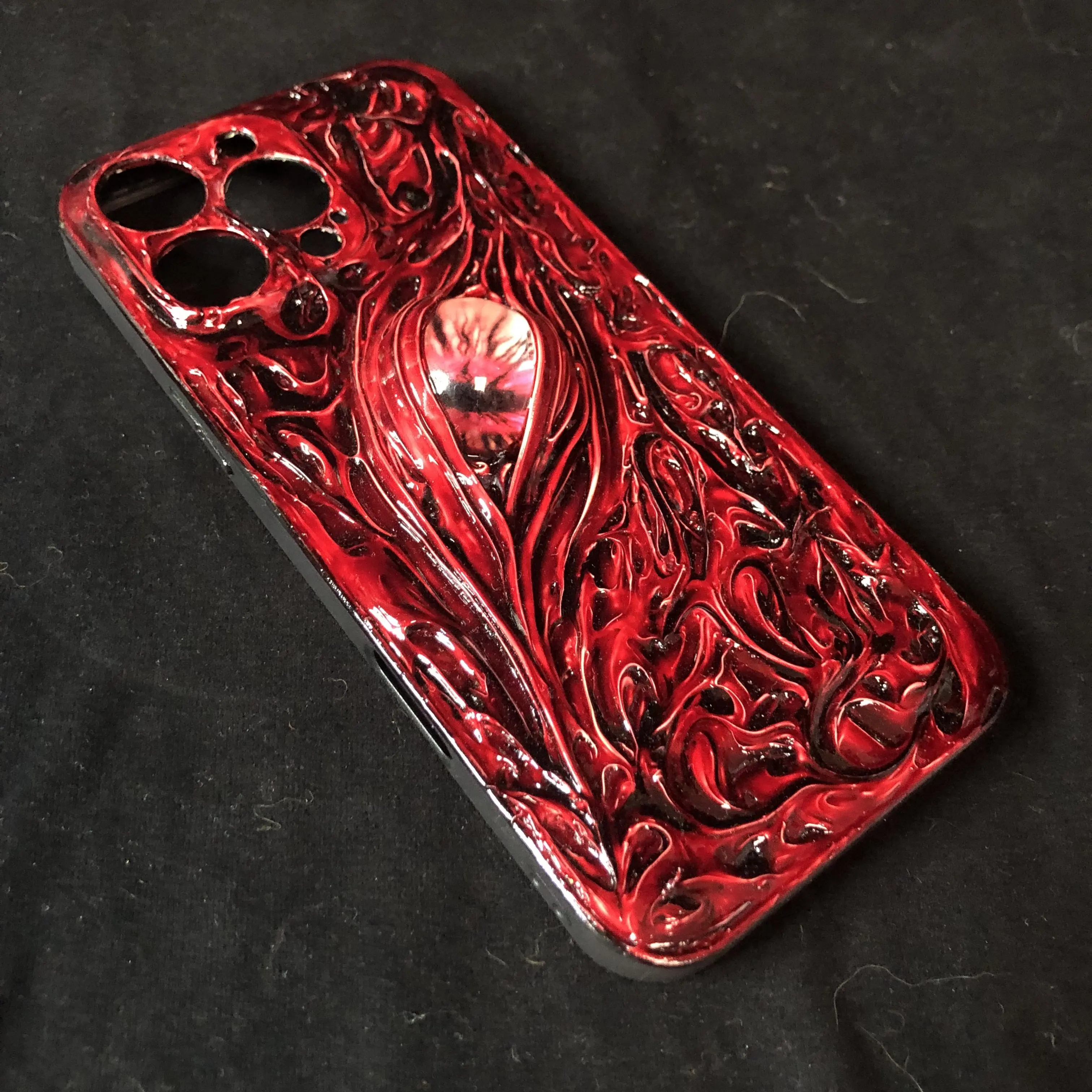 

4048 Discounts iPhone 16 Pro Max Phone Case, Handmade 3D Stereo Cthulhu Style, Horror Red, Demon's Eye, Horror Style Phone Case