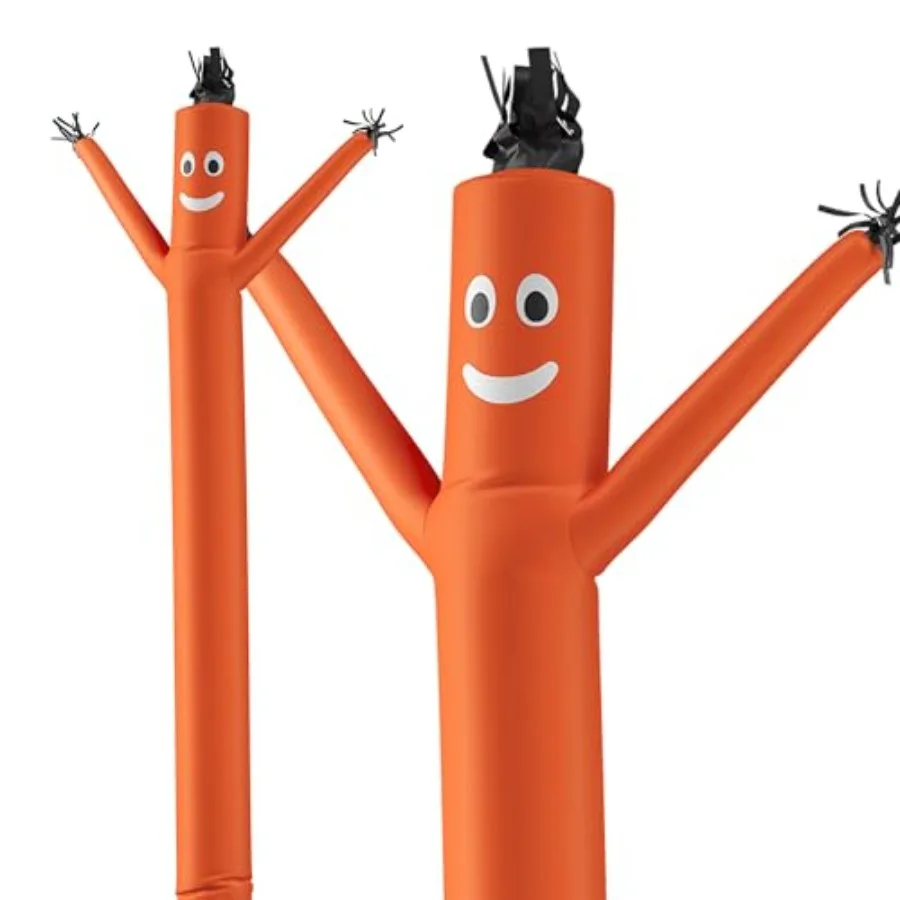 

Business promotion: 20 ft tall inflatable tube man in orange, made of durable polyester, features wacky waving motion for high