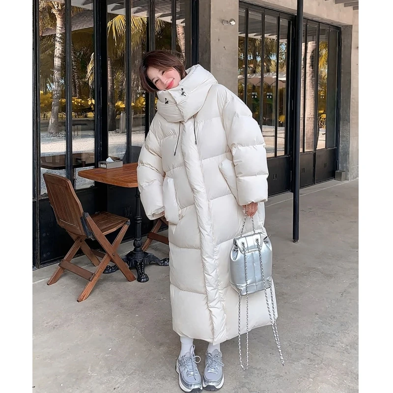 

Женские длинные парки с капюшоном в корейском стиле, новинка 2024, зимняя куртка-пуховик для женской одежды, утепленные пальто на хлопковой подкладке