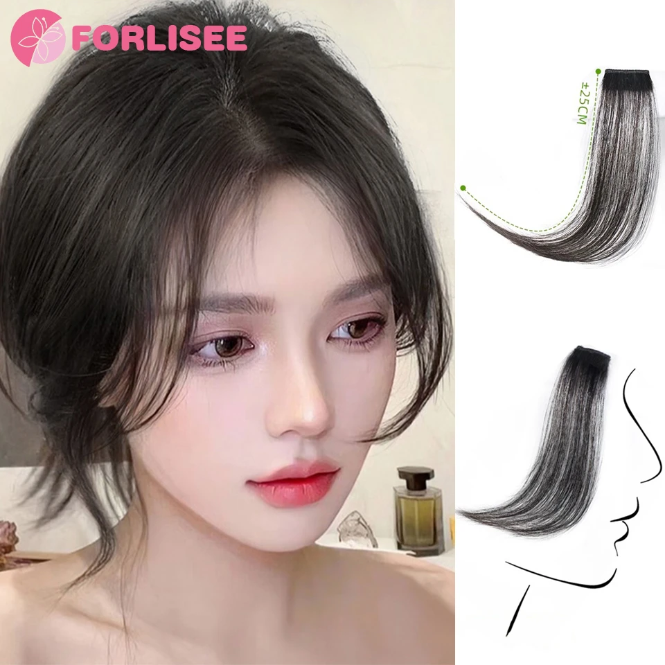 Natural Looking Baby Hair Bangs for Women Top Piece Full Real Hair Lightweight Half-Up Fake Fringe for Hair Loss