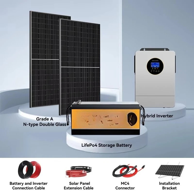 Hybride Solar Battery Energy System 6.2kw-26kwh Complete Home Solar Kit Lithium Ion Batterijen MPPT Controller voor thuis