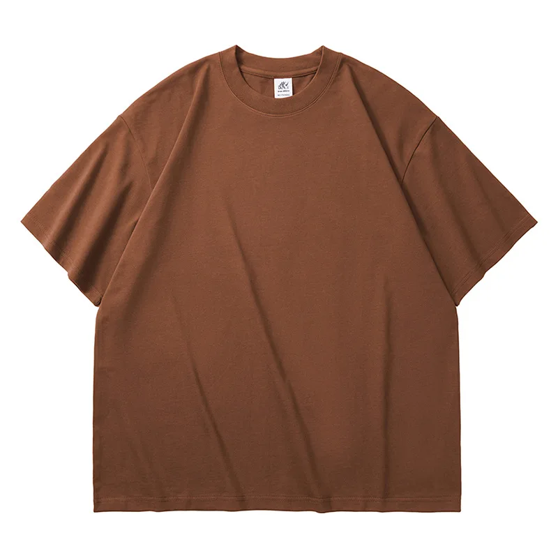 

340G American Mens 100% Cotton T-shirt for Spring Loose Fit Casual Tee High Quality Solid Customized Print Heavy Oversized Top