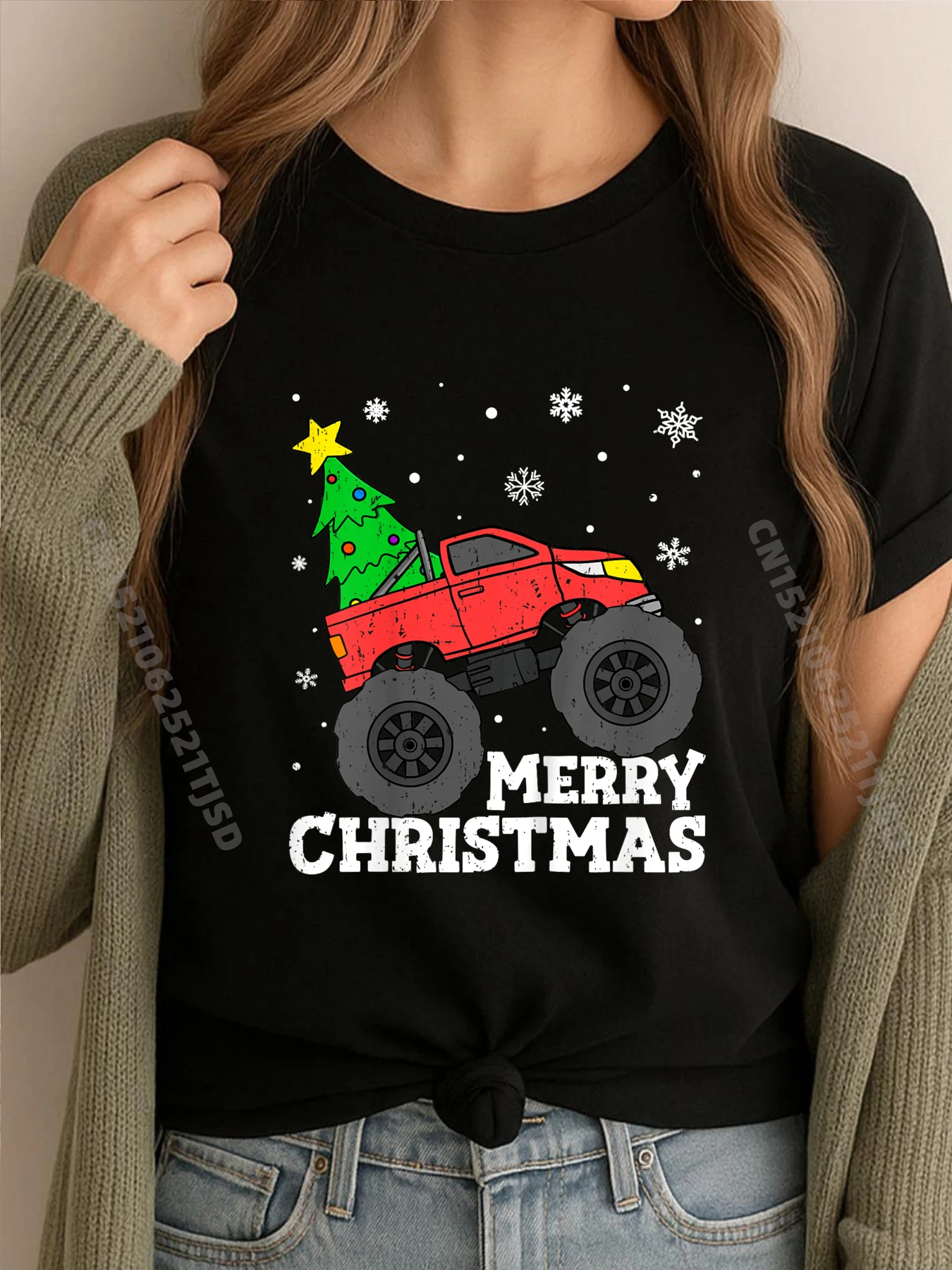 

Kids Monster Truck Merry Christmas Tree Snowflakes Toddler Wholesale Tshirts 100 Pcs Printed T-Shirt Mother's Day