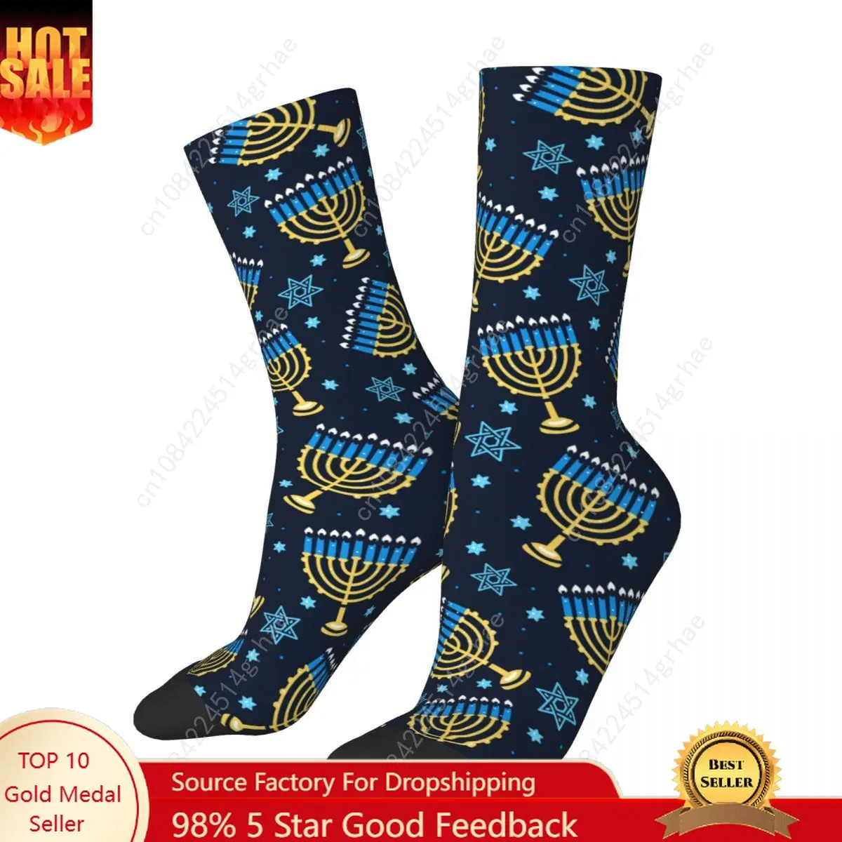 

Happy Hanukkah Pattern Socks Men's Women's Casual Menorah Traditional Candles Socks Harajuku Spring Summer Autumn Winter Socks