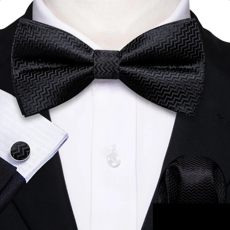 Barry.Wang полосатый галстук-бабочка с узором пейсли для мужчин, шелковый предварительно завязанный галстук-бабочка, карманные квадратные запонки, комплект для официальной свадьбы, выпускного вечера