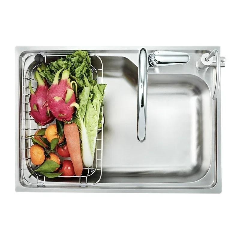 304 Stainless Steel Kitchen Sink With Drain Basket Under Above Counter Single Bowl Kitchen Sink Washing Bowl