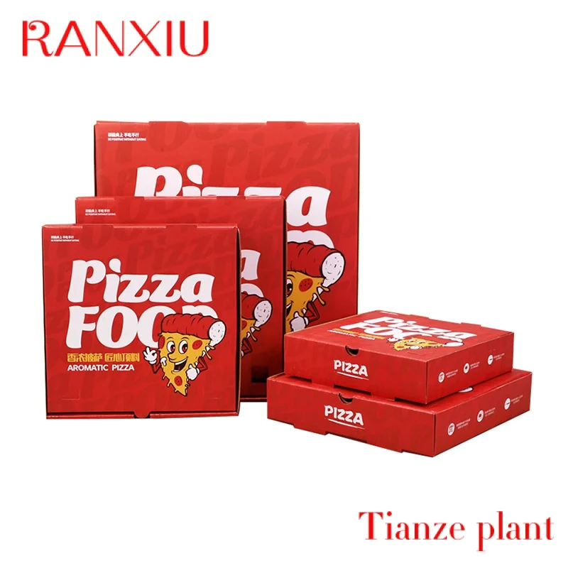 Custom Eco-friendly Custom Logo Takeaway Food Delivery Pizza Paper Boxes Corrugated Cardboard 12 inch Large Pizza Packaging Box