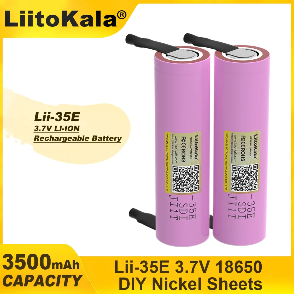 Liitokala INR18650 35E Original 18650 Lithium Battery 3500mAh 3.7V 25A High Power for Electrical Tools+DIY Nickel Belt