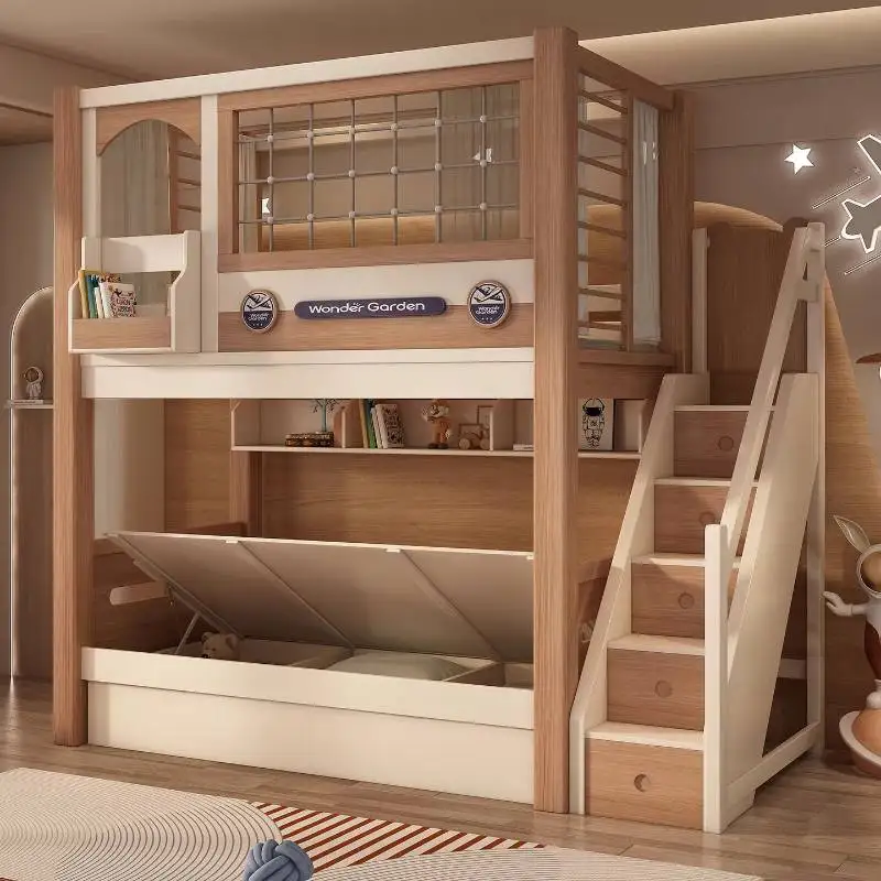 

Детская кровать-чердак с навесом, современный стиль, для девочек, с местом для хранения, европейский стандарт безопасности, односпальная, на заказ, мебель для дома