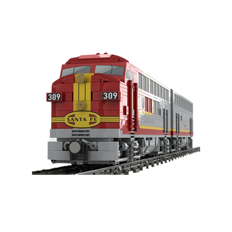 MOC 輸送ディーゼル機関車 EMD F7 サンタフェ組み立てビルディングブロックモデル技術レンガパズルのおもちゃ子供のギフト