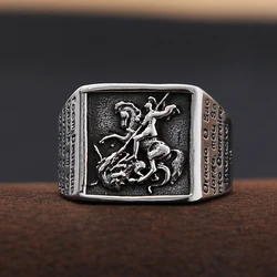 Vintage Stainless Steel Saint Michael Protective Ring Mens Punk Roman Paladin Badge Biker Ring Jewelry Free Shipping