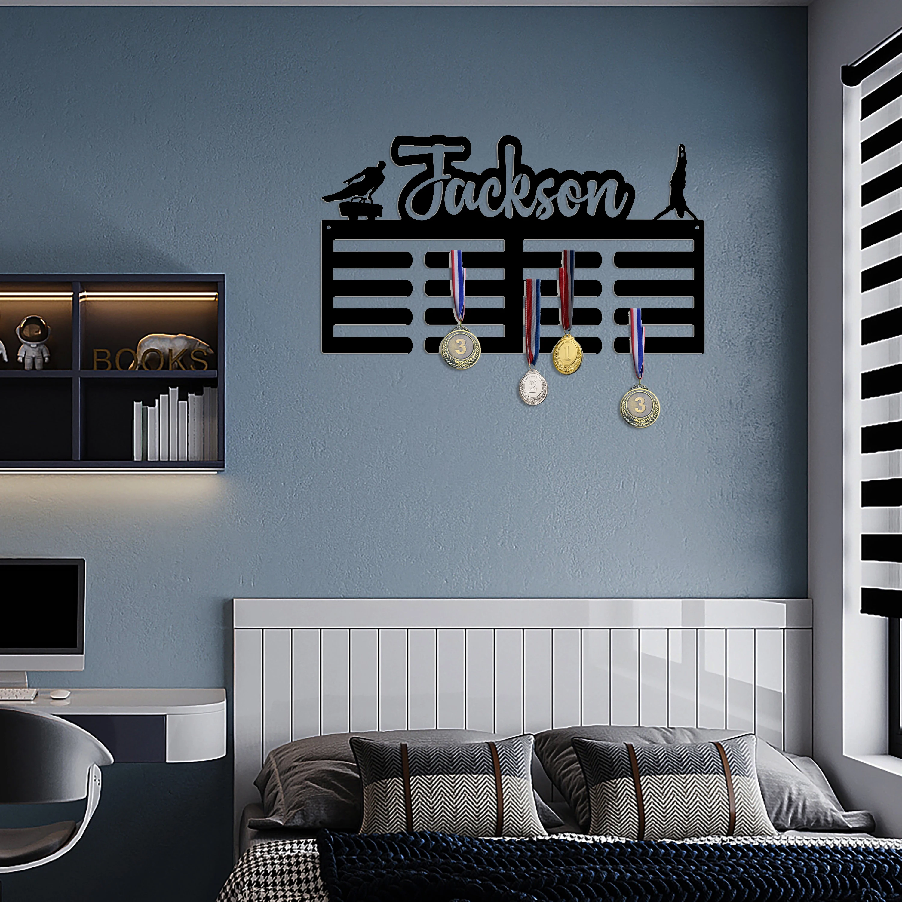 

Custom Personalized Gymnastics Medal Holder Finally a place to proudly display all of your gymnasts award ribbons in one place