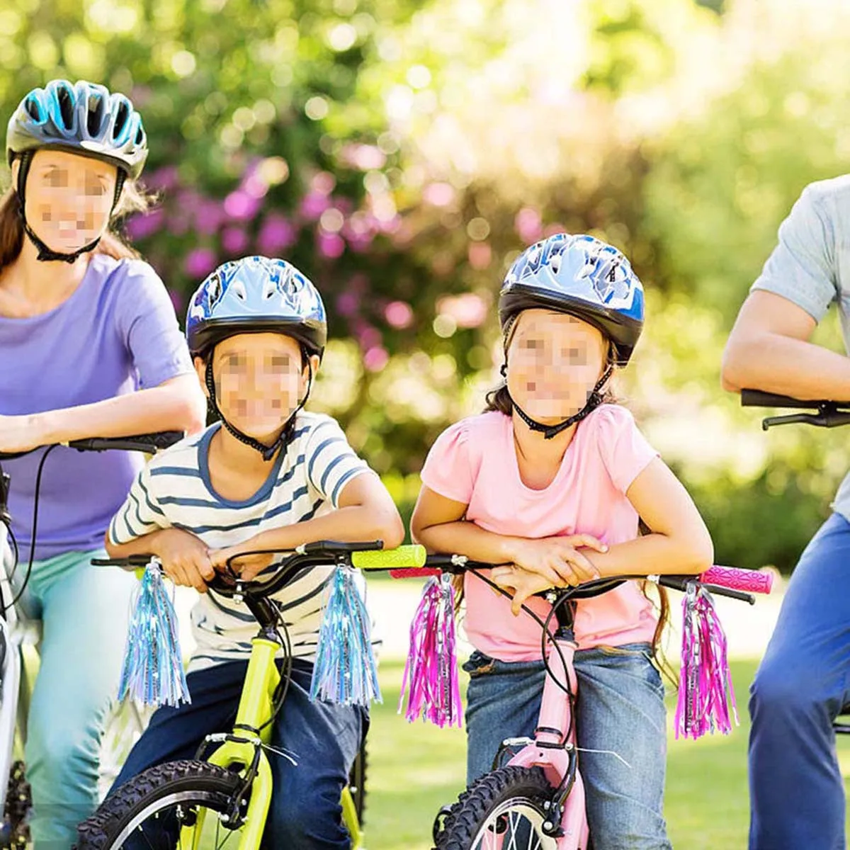 4 قطعة شريط شرابة للأطفال مقود الدراجة اللافتات البلاستيكية البلاستيكية سهلة التوصيل هامش الزخرفية للدراجات ثلاثية العجلات الأخضر