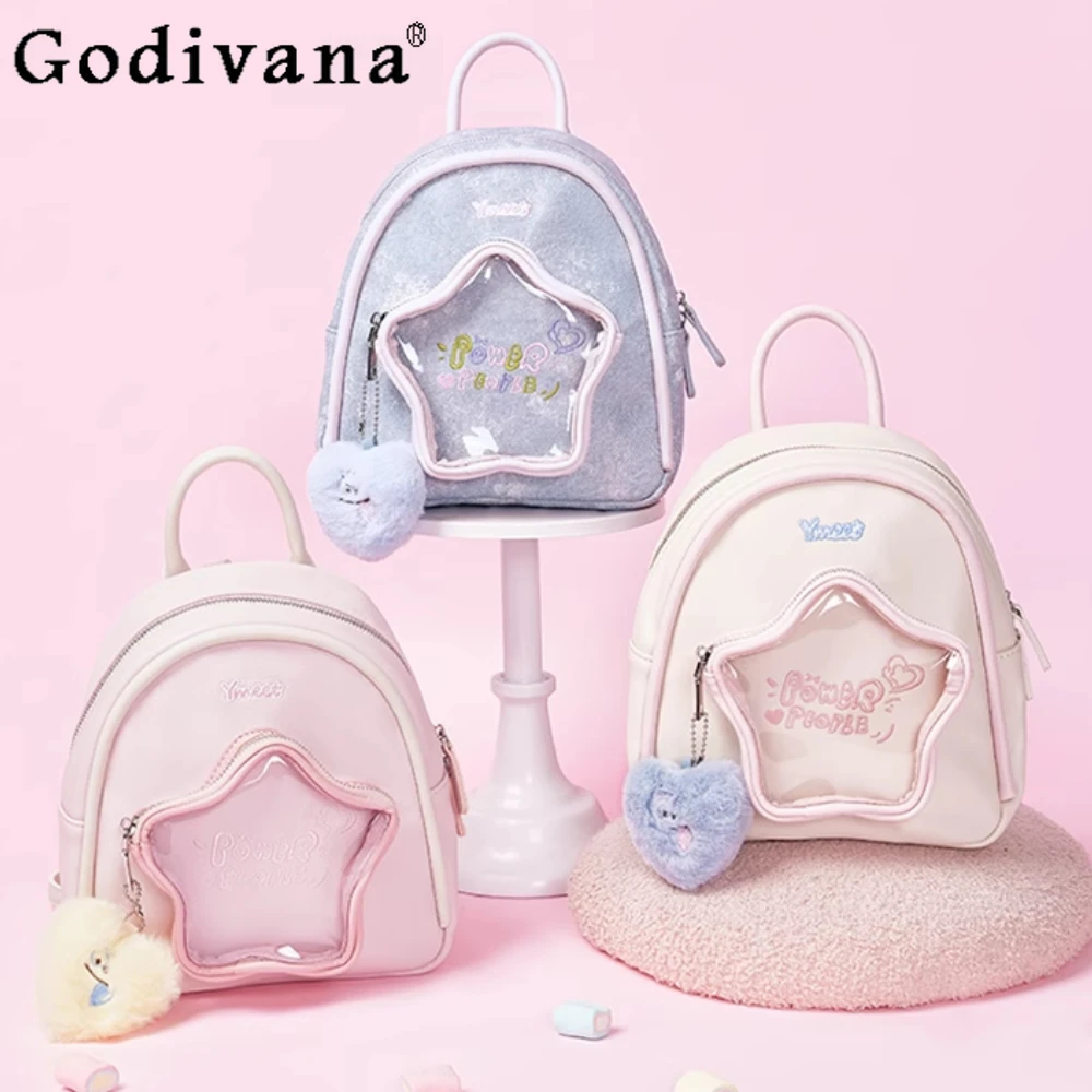 Mini Star Backpack Transparent Itabag 2024 New Cute Travel Women Handbags White Shoulder Schoolbag