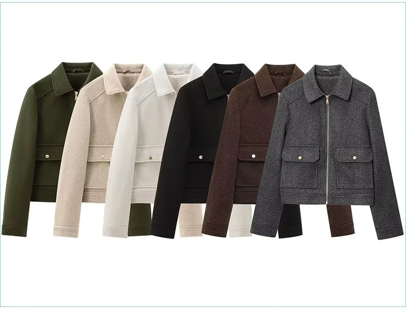 

Women's Zipper Jacket Coat New Winter Long Sleeve Pocket Outerwear Coat Short Street Elegant Women's Jacket