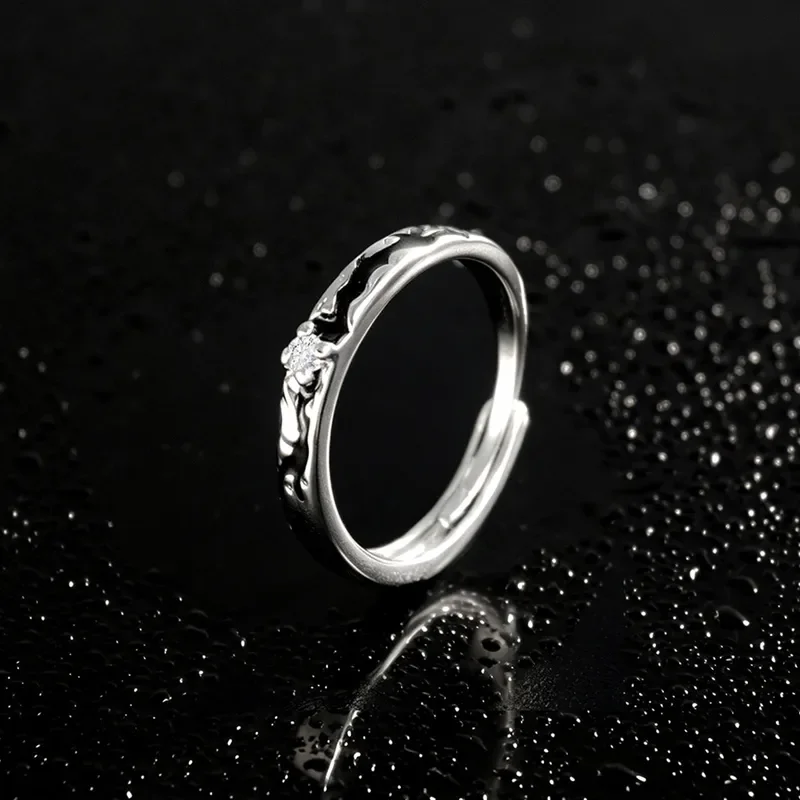 Shadow Ring Men Trendy Cold Style Diamond Index Finger Ring Fashionable Simple High End Sense Epoxy Resin Jewelry Accessory
