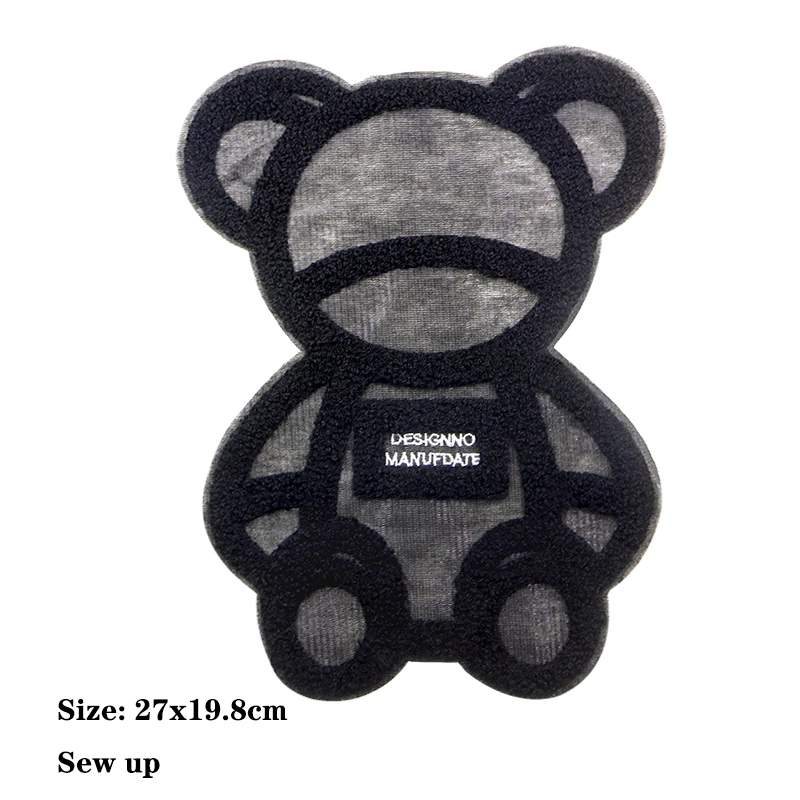 Cute Bear Snow White Chenille Icon Towel Embroidery Applique Patches for Clothing DIY Sew up Badge on the Backpack