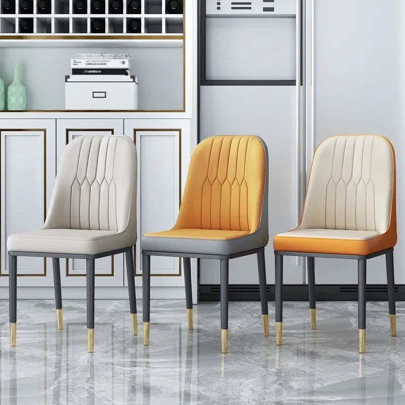 Nordic luxury armchair – metal & leather, living room furniture; fit for dining, leisure, computer use, stylish design - view 2