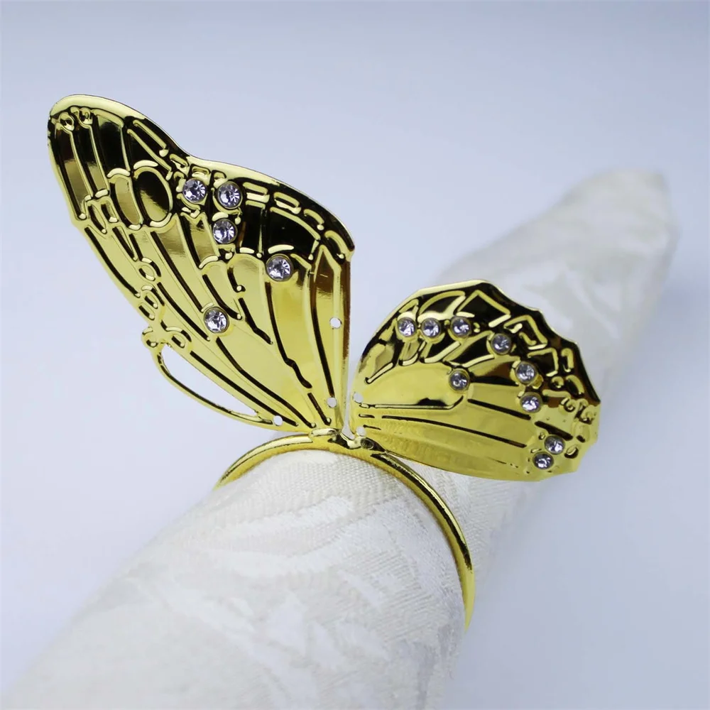 Napkin Ring Leaf Rhinestone Napkin Buckles Napkin Holder for Wedding Christmas Party Dinner Table Decoration
