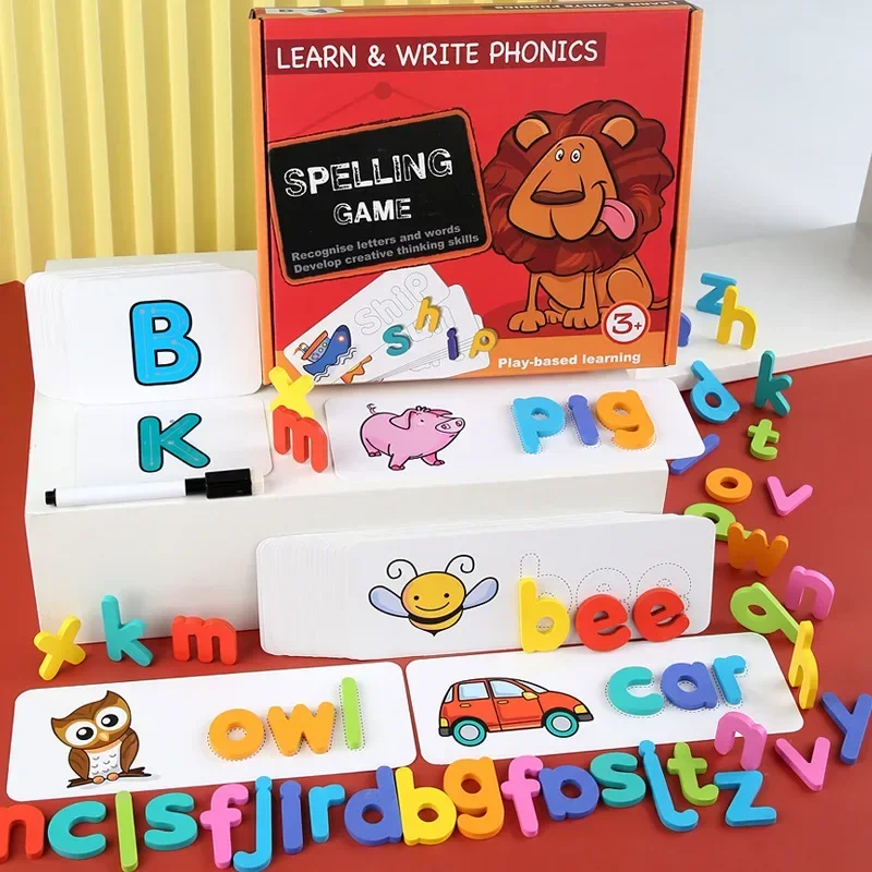 

Children Puzzle Wooden Spelling Word Kid Letter Game 26 Letter Recognition Alphabet Toddler Early Educational Toy Cognition Prop