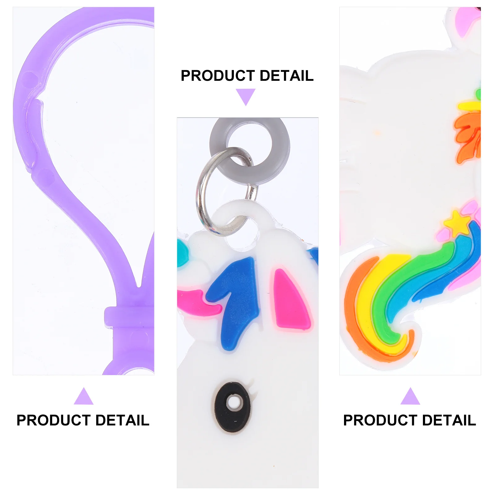 24 قطعة سلاسل المفاتيح يونيكورن الملونة الكرتون حلقات المفاتيح حقيبة معلقة الملحقات مفتاح حامل المعلقات قلادة يونيكورن