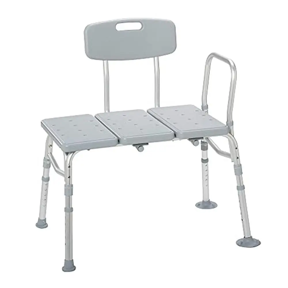 

Height Adjustable Tub Transfer Bench Shower Chair with Backrest and Non-Slip Tips Elderly Bathing Security Supports Up to 400lbs