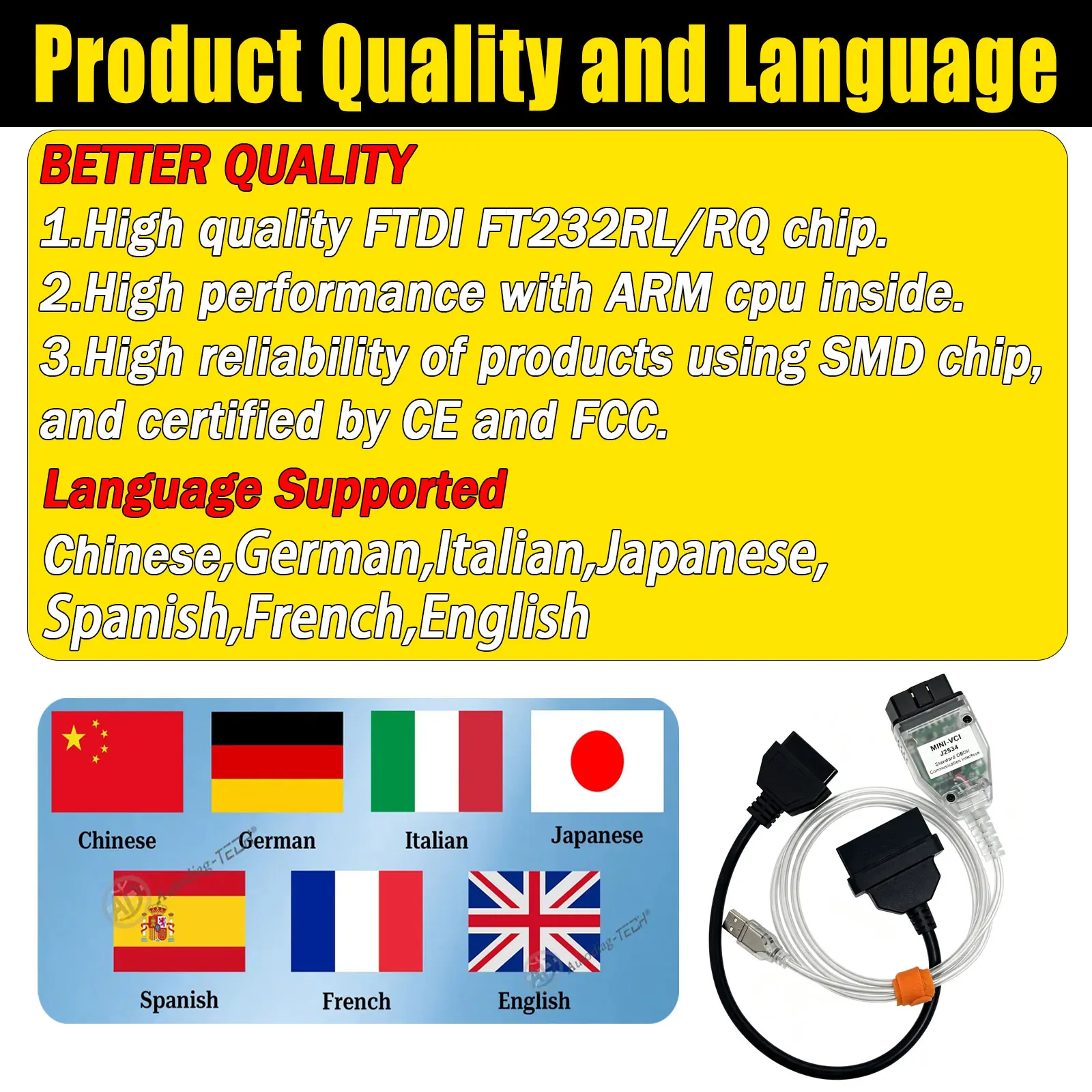 Für Toyota/Lexus MINI VCI J2534 Kabel TIS Techstream Original FTDI FT232RL OBD2-Interface-Scanner für Toyota 17-Pin/22-Pin Kabel – Detail 6